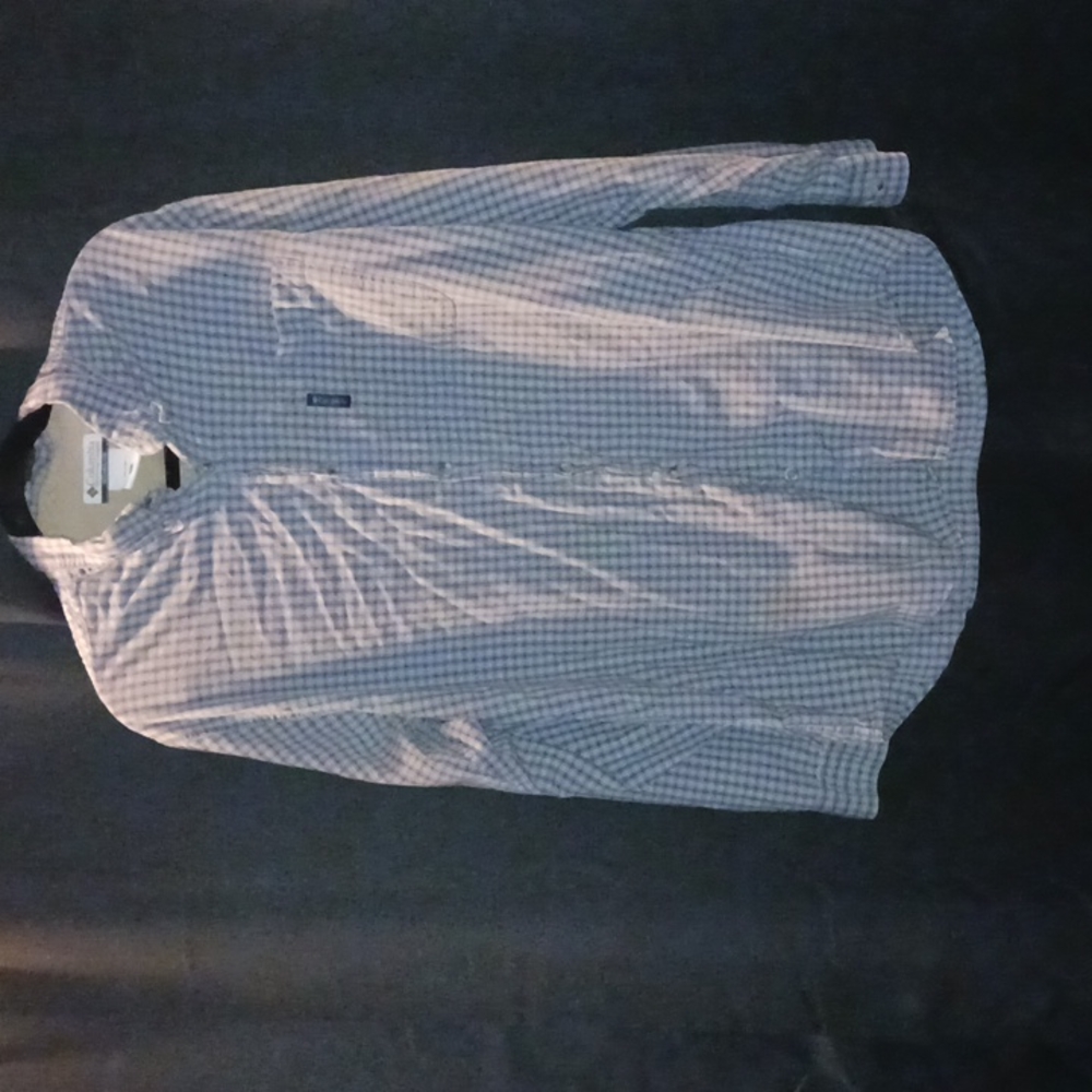 Columbia Men’s Button Down Shirt Blue White Striped Long Sleeve Casual Sz Lg